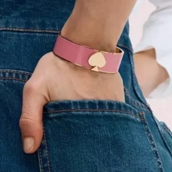 💕💕LOW START💕💕kate spade Pink and Gold Spade Accent Bangle Bracelet - Picture 2 of 8